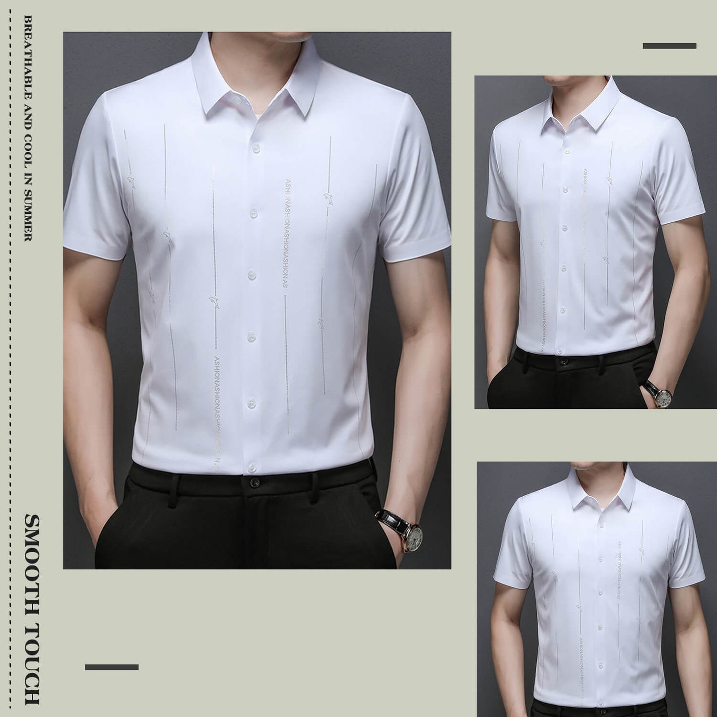 ❄️Vyriški, nesiglamžantys, labai tamprūs šilko marškiniai-LT