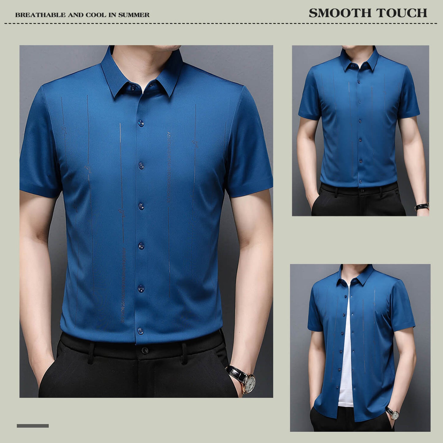 ❄️Ανδρικό πουκάμισο από μετάξι πάγου ανθεκτικό στις ρυτίδες, υψηλής ελαστικότητας-GR