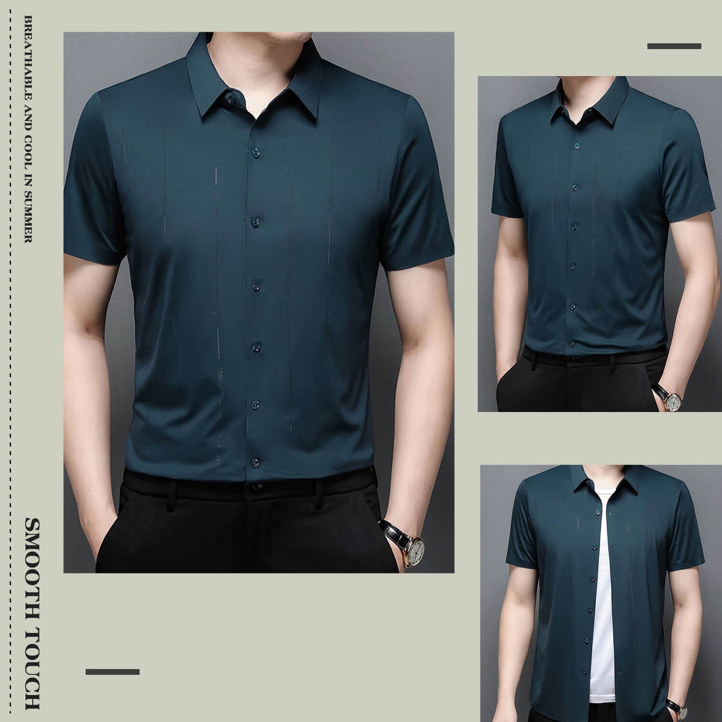 ❄️Vyriški, nesiglamžantys, labai tamprūs šilko marškiniai-LT