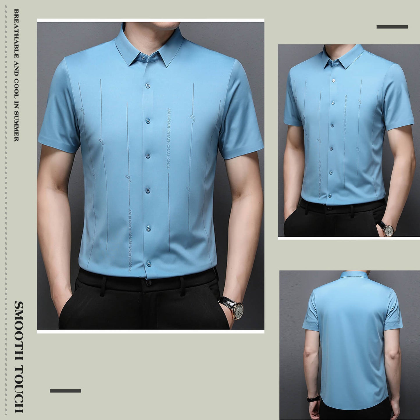 ❄️Ανδρικό πουκάμισο από μετάξι πάγου ανθεκτικό στις ρυτίδες, υψηλής ελαστικότητας-GR