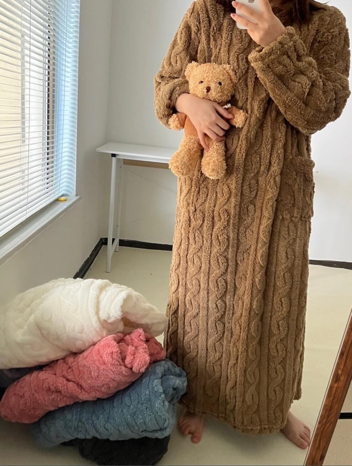 ❄️⏰ Ζεστές και μεταξένιες σπιτικές πιτζάμες από φλις κοραλί-GR