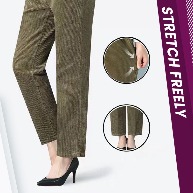 👖 Γυναικείο ελαστικό, τόμεσο κοτλέ παντελόνι-GR