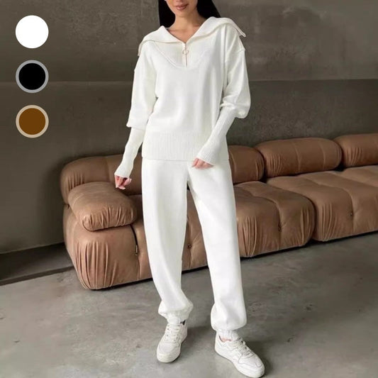 ✨ Κιτ 2 εξαρτημάτων - γυναικείο σποράκι laisvalaikio ✨ - palaidinė su μισό μήκος μπουφάν και ασορτί sportinės kelnės-LT