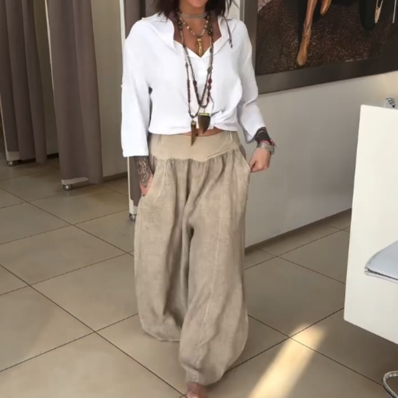 ✨Ženske elastične široke hlače z žepi-SI