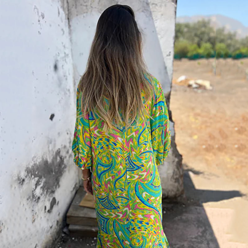 🌸Ανοιξιάτικες εκπτώσεις 🌸Μάξι φορέματα με λαιμόκοψη V για την άνοιξη/καλοκαίρι 2025-GR