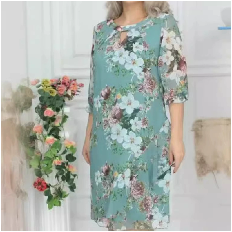 💝Ženska obleka s cvetličnim potiskom do kolen-SI