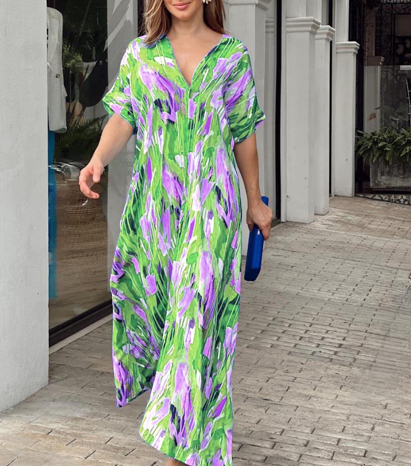 【M-XL】🌈Oficiali suknelė su dažytu raštu-LT