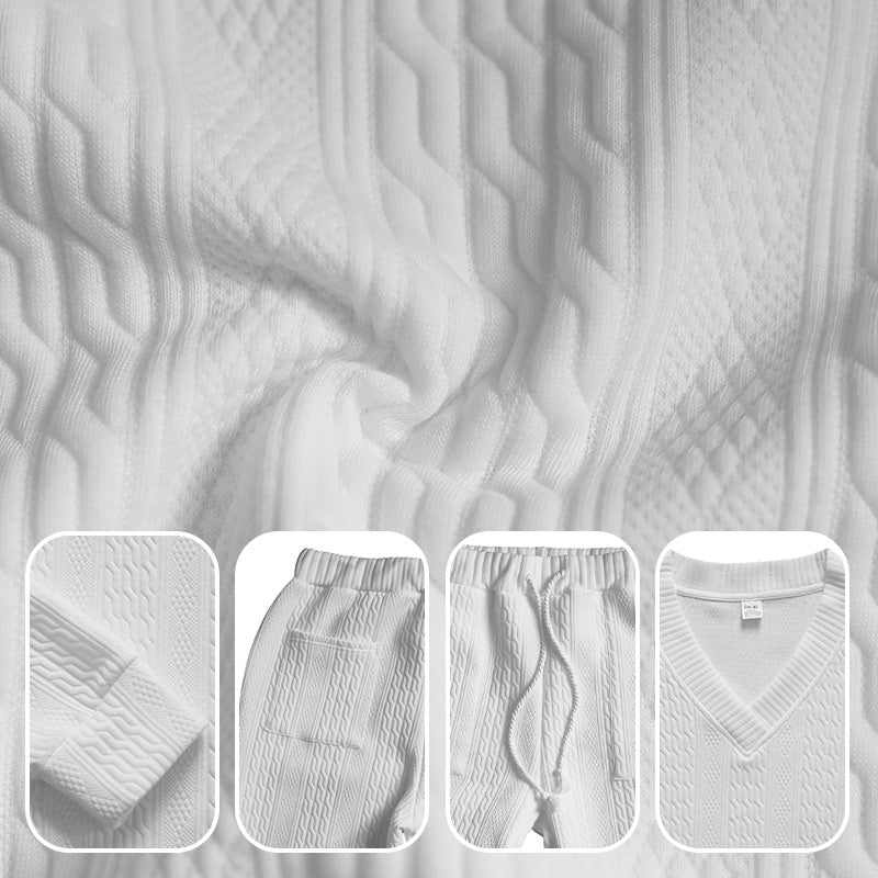 💥Ribotą laiką taikoma 50 % nuolaida💥Vyriškas dviejų dalių džemperis su V formos iškirpte ir sportinės kelnės-LT