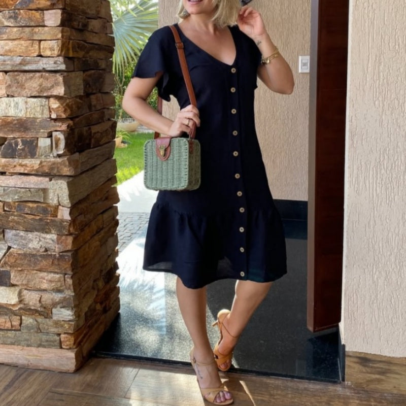 🥰 Laisva suknelė su sagomis-LT