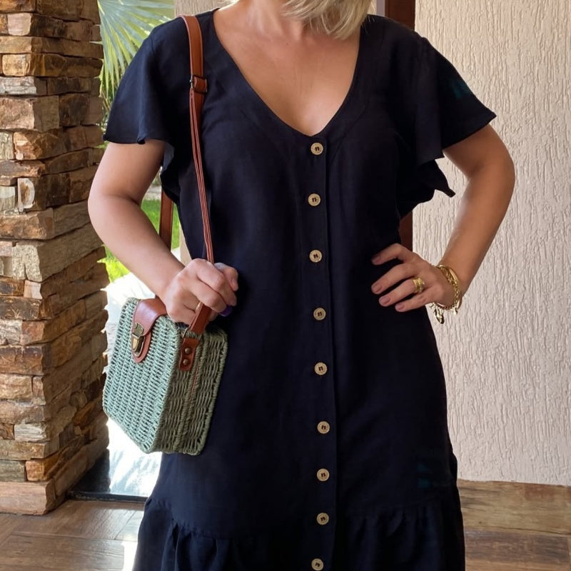 🥰 Laisva suknelė su sagomis-LT