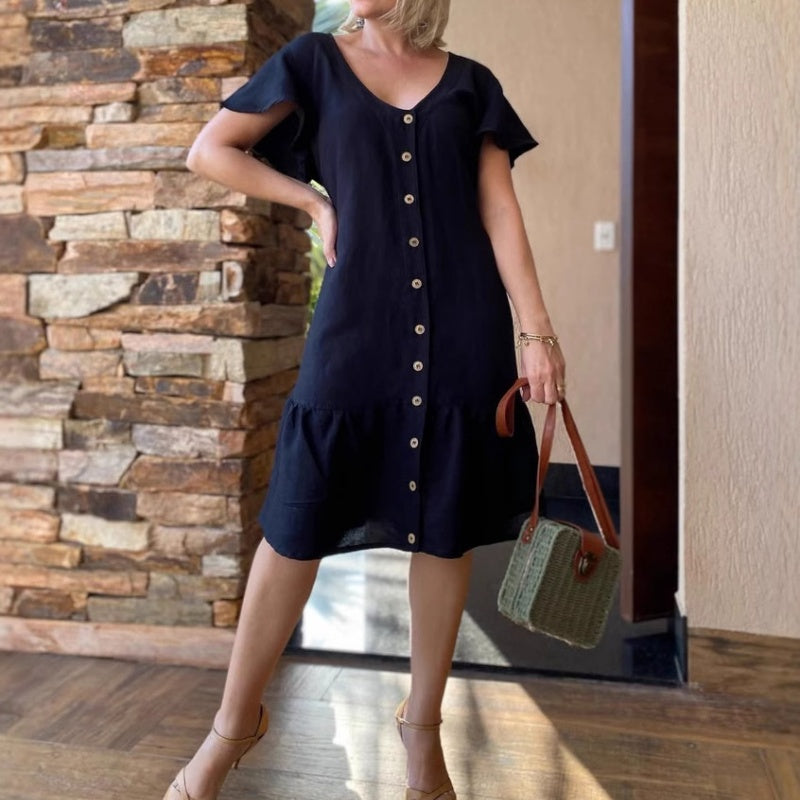 🥰 Laisva suknelė su sagomis-LT