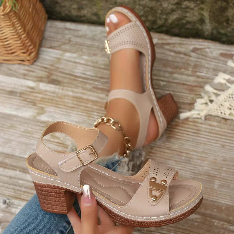 【EU 36-43】👡Καλοκαιρινά γυναικεία ψηλοτάκουνα σανδάλια-GR