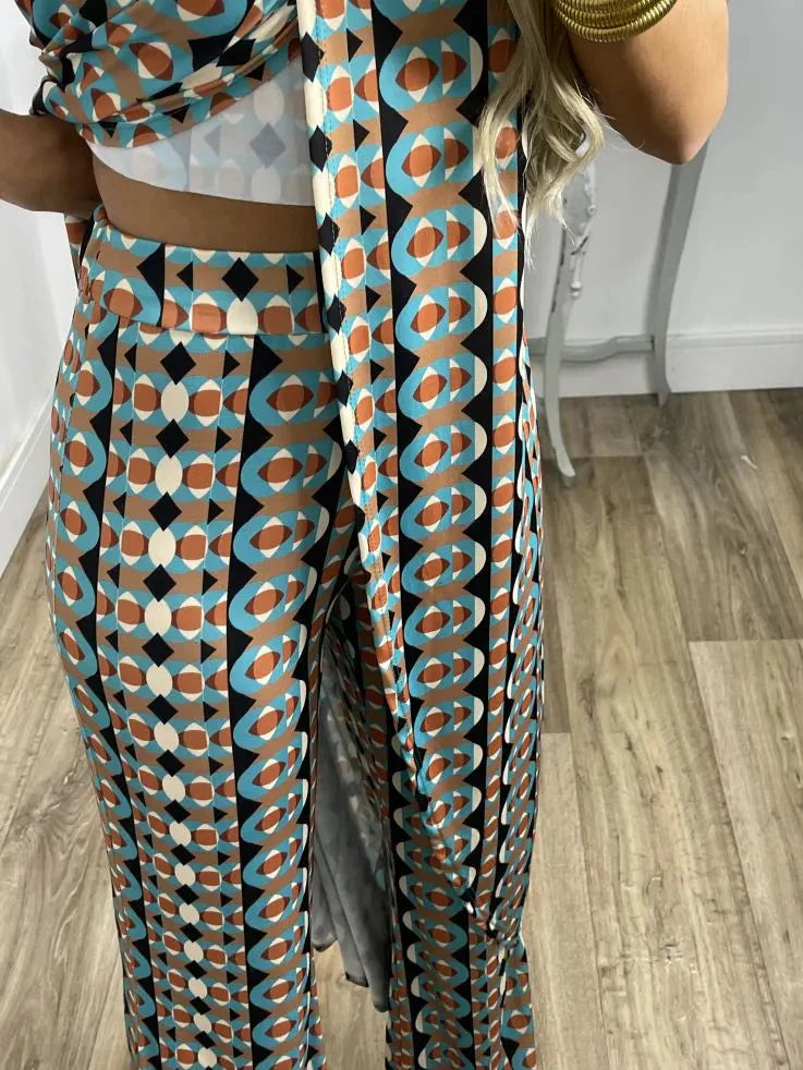 💐 Άνετο γυναικείο κοστούμι με αφηρημένο τυπωμένο σχέδιο-GR