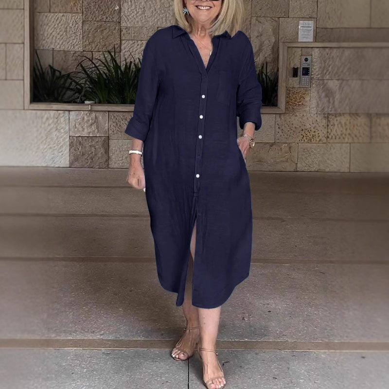 🔥 Laisva medvilninė lininė suknelė moterims-LT