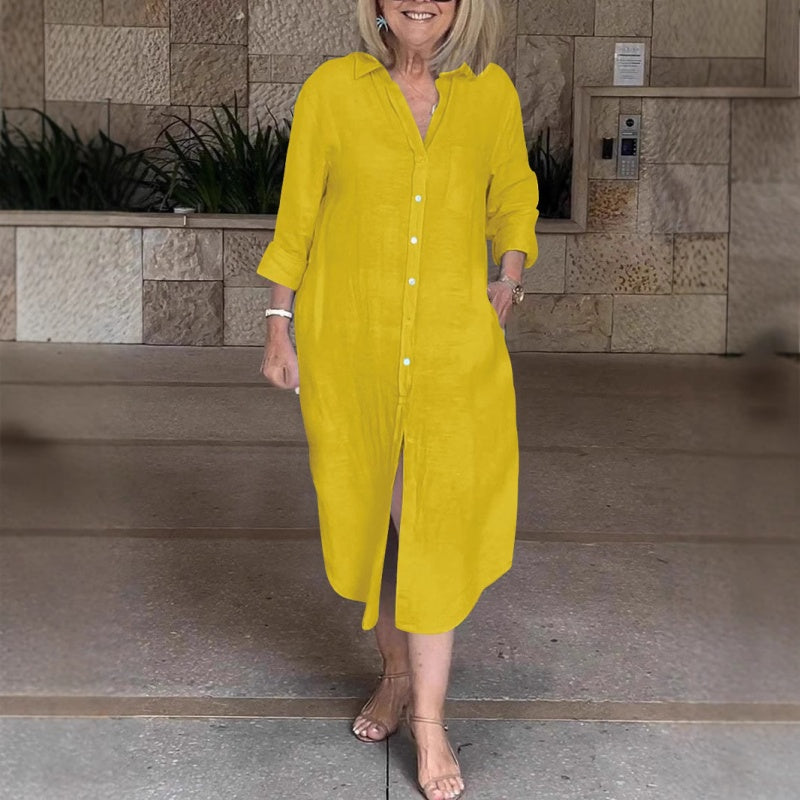 🔥 Laisva medvilninė lininė suknelė moterims-LT