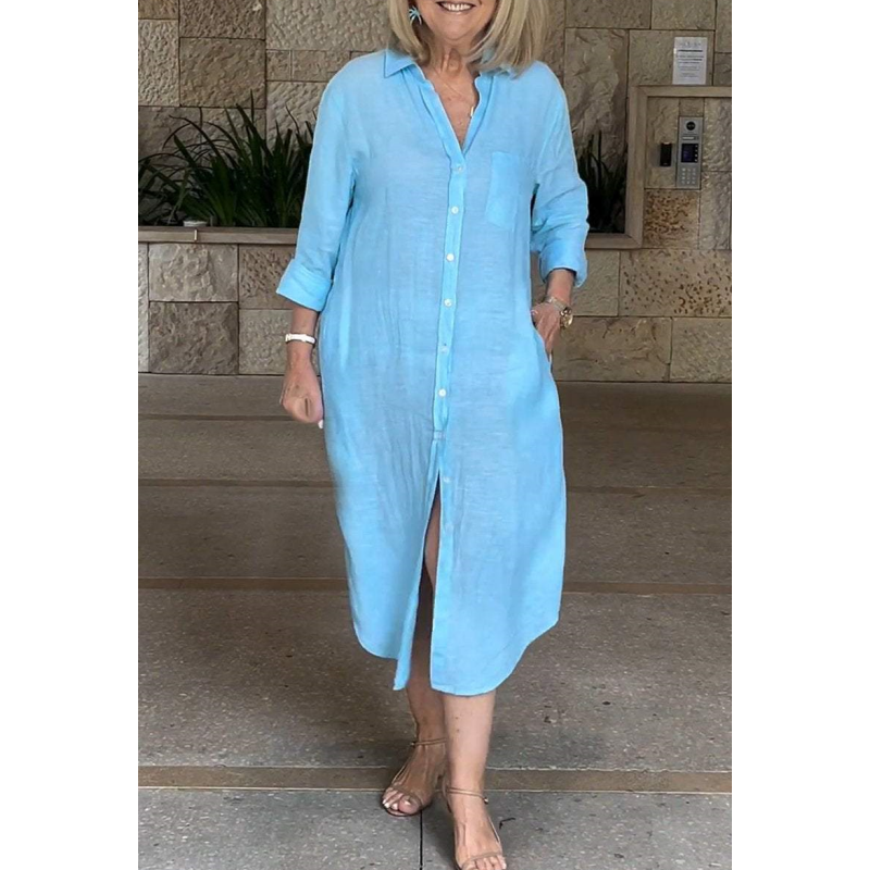 🔥 Laisva medvilninė lininė suknelė moterims-LT