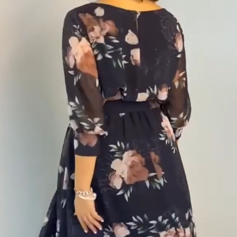 【S-4XL】🌺 Φόρεμα με στρογγυλή λαιμόκοψη και ζώνη-GR