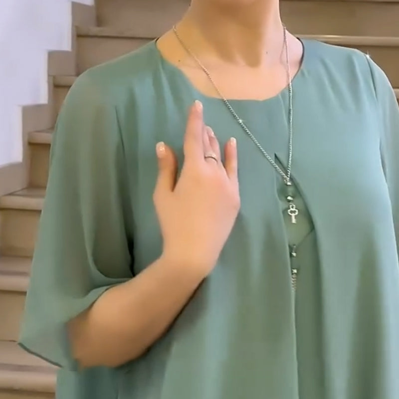 🔥👗 Ριχτό γυναικείο φόρεμα σε μονόχρωμο χρώμα-GR
