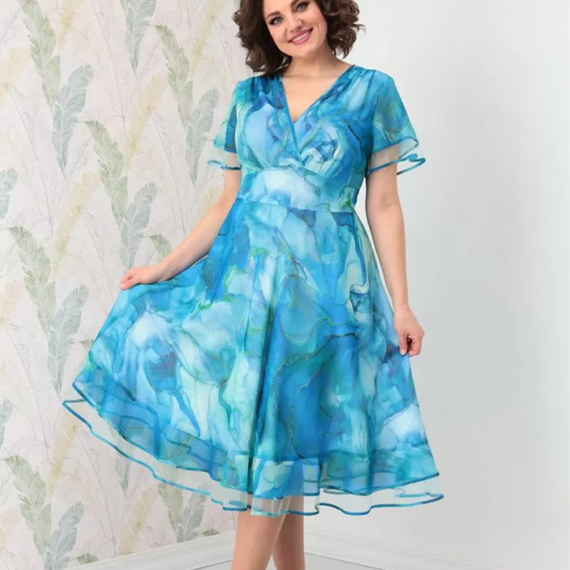 🌸Moteriška erdvi įvyniojama midi suknelė-LT