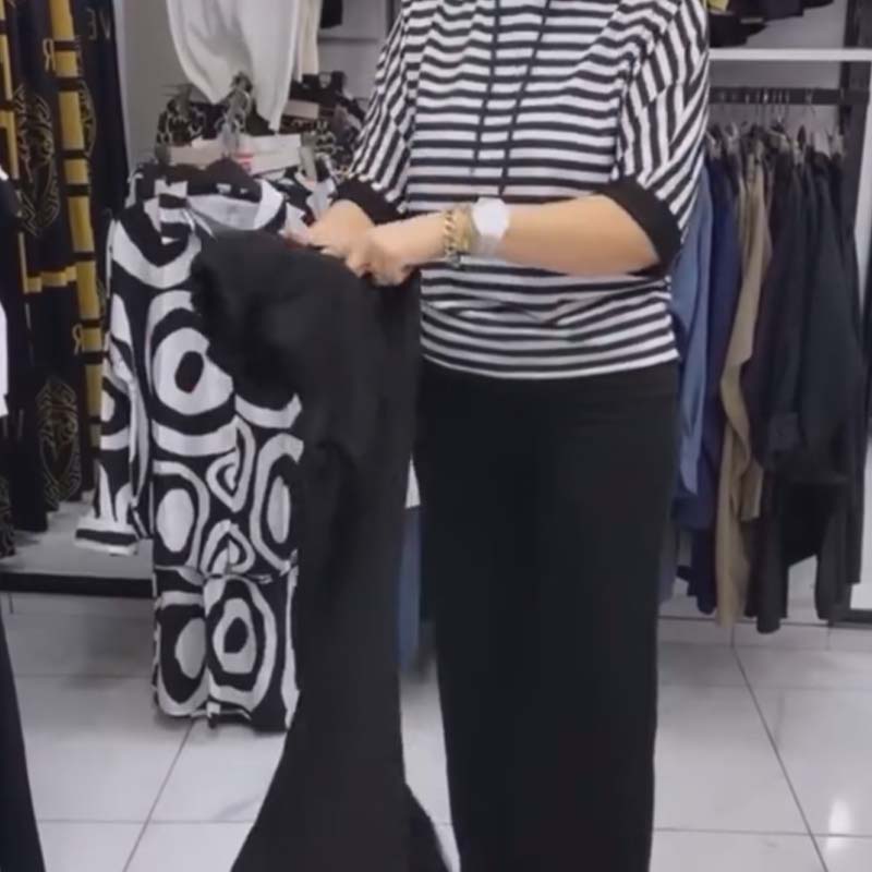 ✨ Moteriškų dryžuotų viršutinių ir vienspalvių kelnių rinkinys-LT