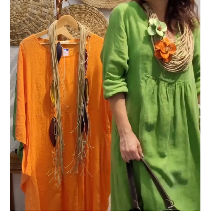💖Ribotas išpardavimas su 20% NUOLAIDA💖Boho lininė suknelė ilgomis rankovėmis moterims-LT