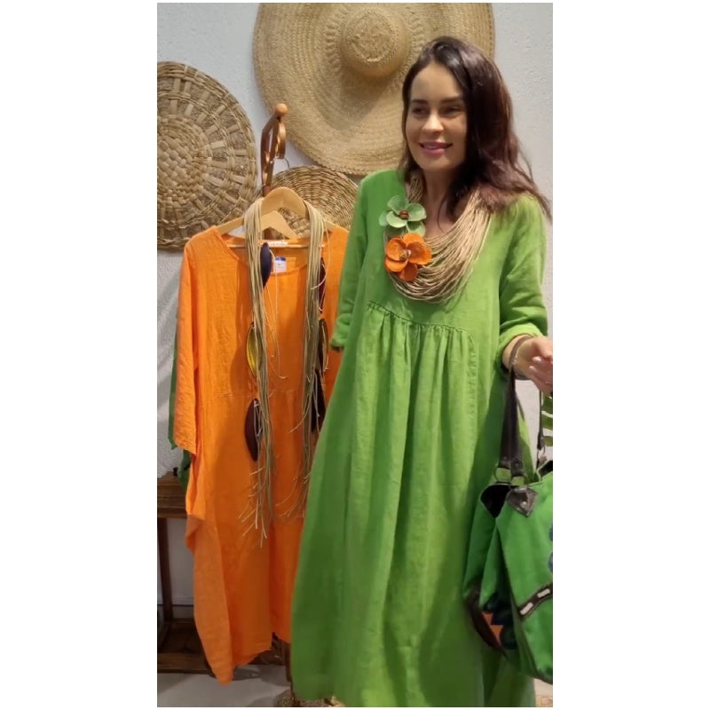 💖Ribotas išpardavimas su 20% NUOLAIDA💖Boho lininė suknelė ilgomis rankovėmis moterims-LT