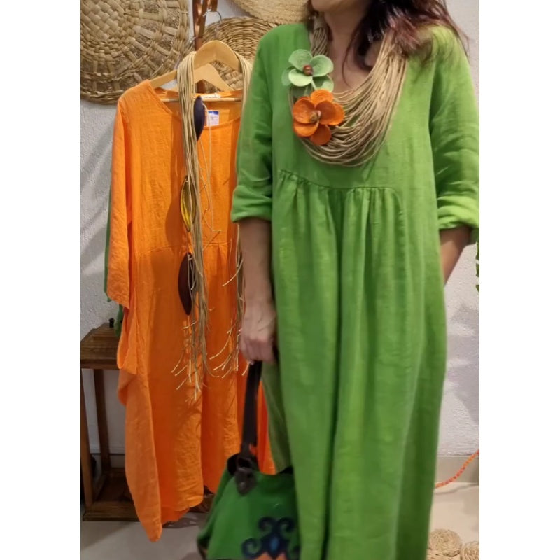 💖Ribotas išpardavimas su 20% NUOLAIDA💖Boho lininė suknelė ilgomis rankovėmis moterims-LT
