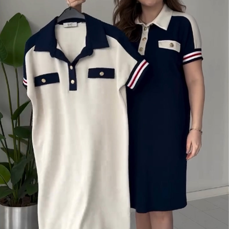 😍Modernios moteriškos suknelės su trumpomis rankovėmis atlape-LT