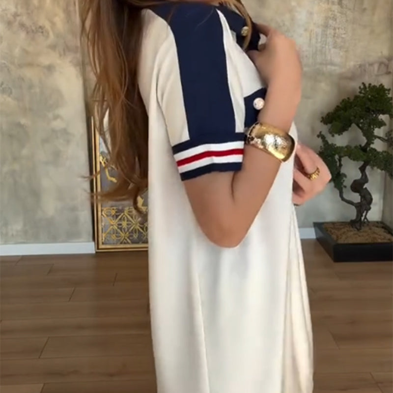 😍Modernios moteriškos suknelės su trumpomis rankovėmis atlape-LT