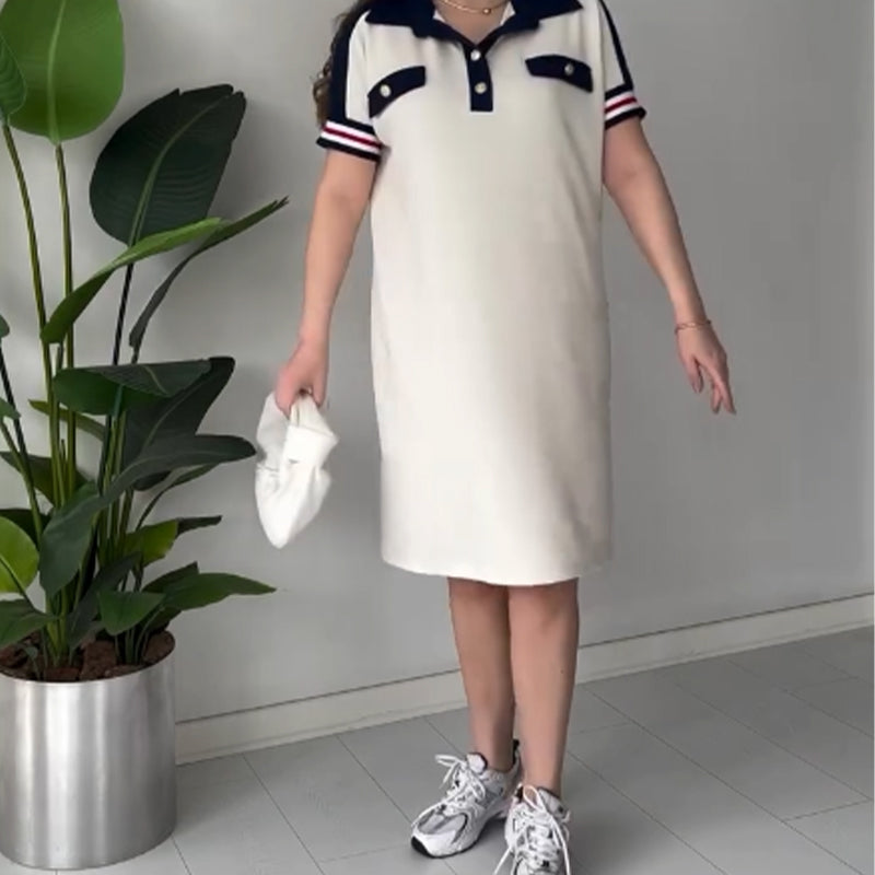 😍Modernios moteriškos suknelės su trumpomis rankovėmis atlape-LT