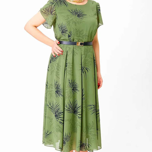 🔥 Φόρεμα σε γραμμή Α με ζώνη | Φόρεμα με φλοράλ και καλοκαιρινό στυλ-GR