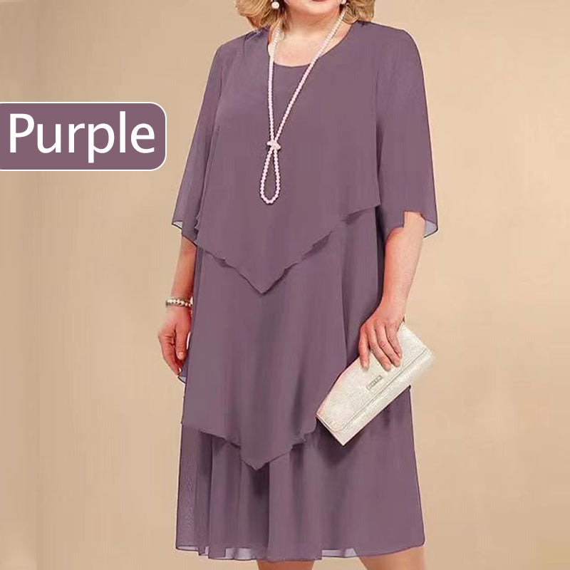 💖Didelių dydžio daugiasluoksnė midi suknelė-LT