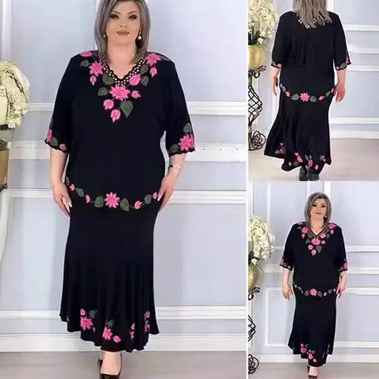 🌷Κομψό γυναικείο φόρεμα με λουλούδια και V-λαιμόκοψη-GR