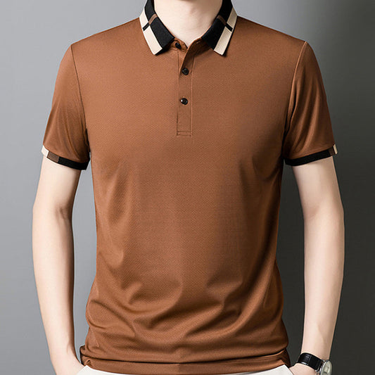 🔥Vyriški tamprūs ledo šilko marškinėliai trumpomis rankovėmis su atlapu-LT