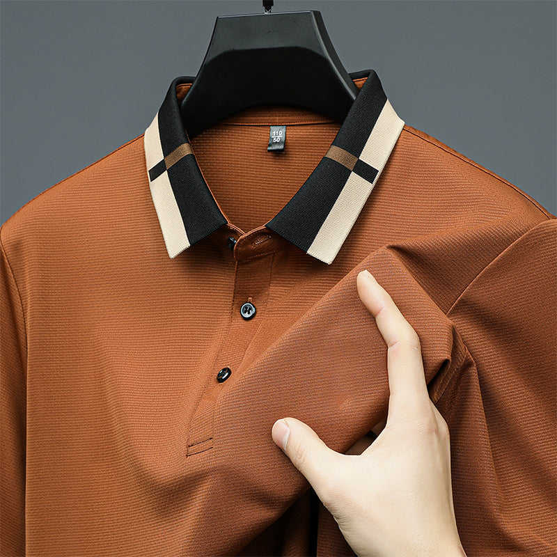 🔥Vyriški tamprūs ledo šilko marškinėliai trumpomis rankovėmis su atlapu-LT