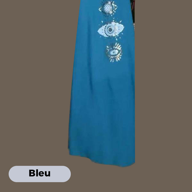 🔥Γυναικείο μακρυμάνικο φόρεμα με σχέδιο ματιών👗-GR