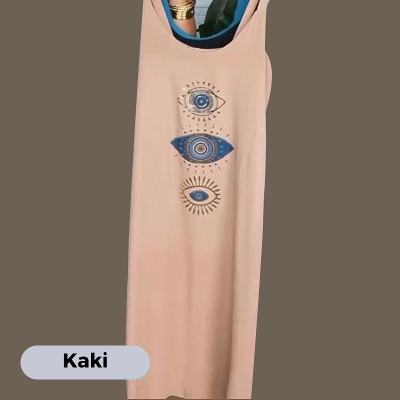 🔥Moteriška ilgomis rankovėmis suknelė su akių raštu👗-LT