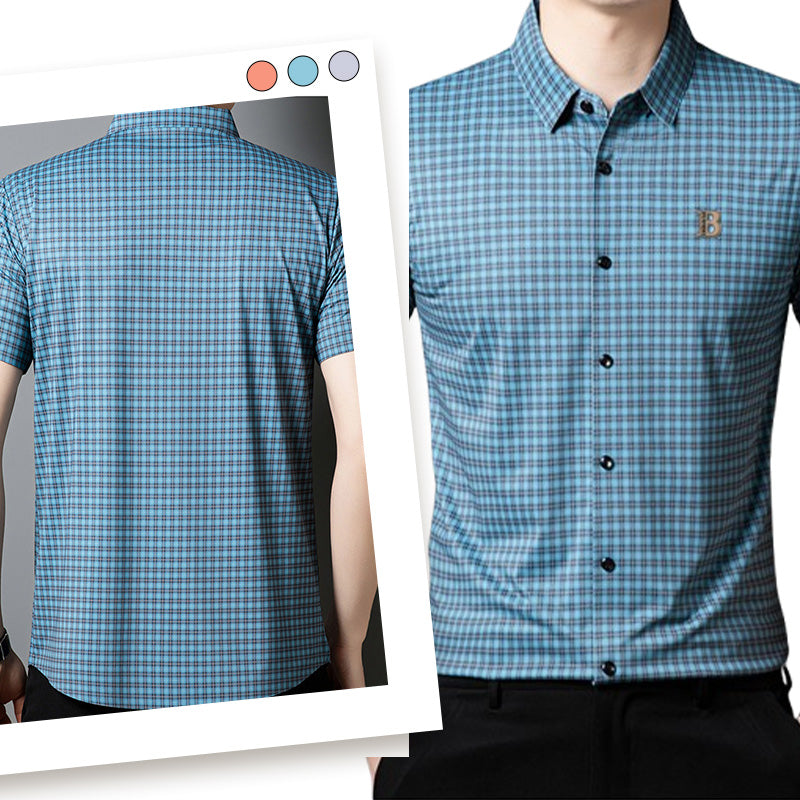 🍃Ανδρικό casual καρό πουκάμισο με κοντό μανίκι-GR