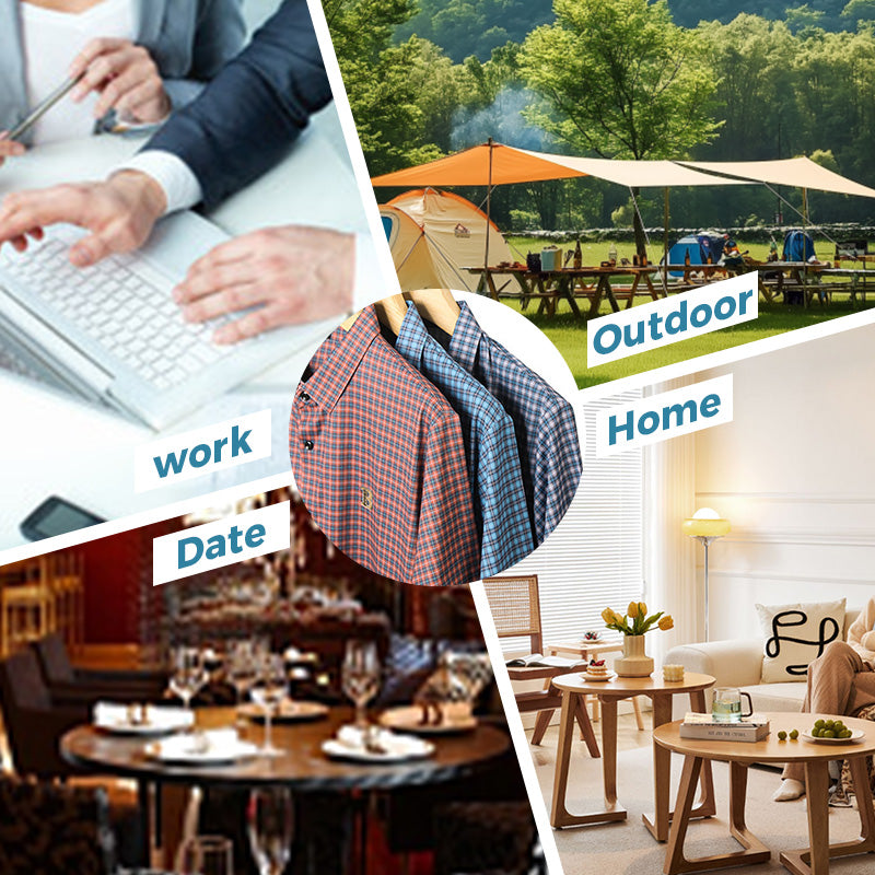 🍃Ανδρικό casual καρό πουκάμισο με κοντό μανίκι-GR