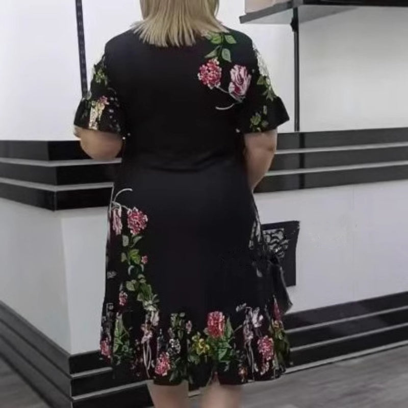 🌺Κομψό oversized φόρεμα με βολάν και τύπωμα-GR