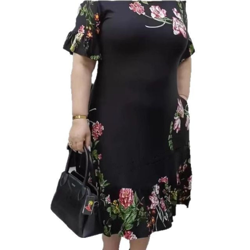 🌺Κομψό oversized φόρεμα με βολάν και τύπωμα-GR