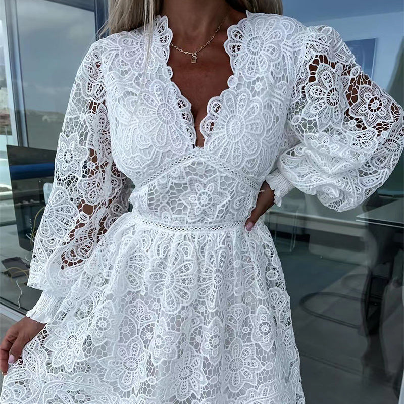 💕Karštas vasaros išpardavimas 🌷 Tuščiavidurės nėriniuotos suknelės-LT