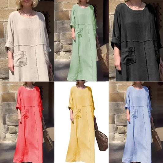 🌿Vienspalvė suknelė su apvalia iškirpte, kvėpuojanti🌪️-LT