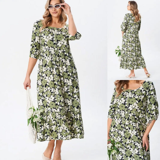 🔥Ανεπίσημα φλοράλ φορέματα με μισά μανίκια για γυναίκες-GR