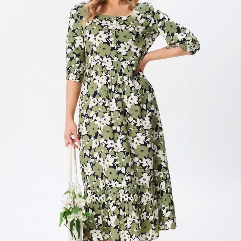 🔥Ανεπίσημα φλοράλ φορέματα με μισά μανίκια για γυναίκες-GR