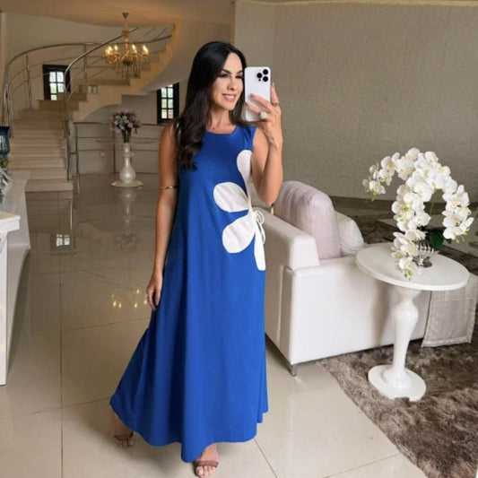 👗 Moteriška suknelė be rankovių su gėlių raštu 🌸-LT