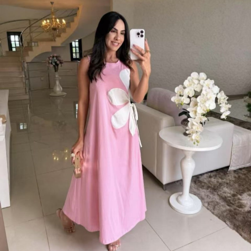 👗 Ženska obleka brez rokavov s cvetličnim potiskom 🌸-SI