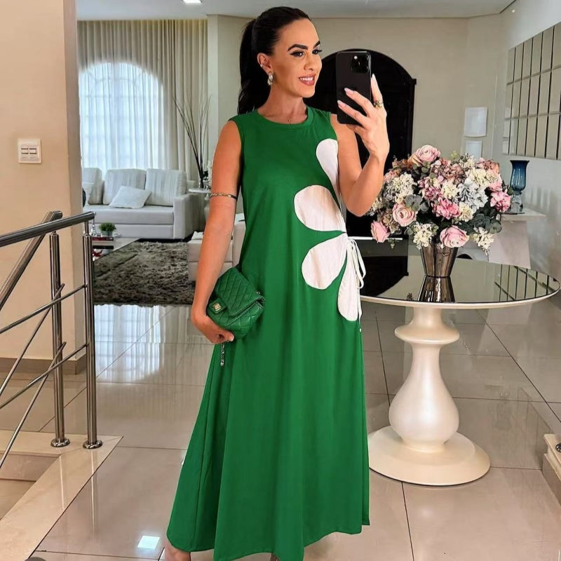 👗 Moteriška suknelė be rankovių su gėlių raštu 🌸-LT