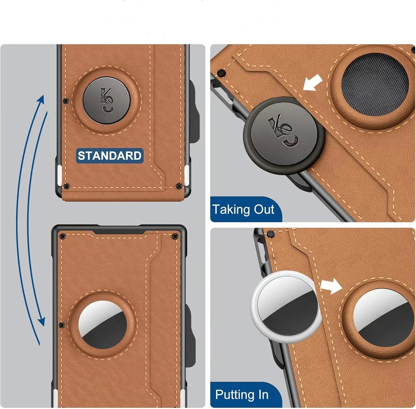 🎁Moška denarnica AirTag – aluminijasto ohišje na preklop, sponka za denar, ozki usnjeni predali, držalo za kreditne kartice, zaščita RFID, minimalistična dvojna denarnica-SI