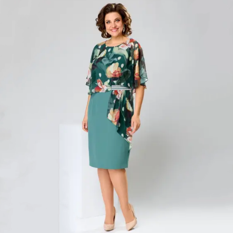 🌸 Elegantiškos gėlėtos apvalios iškirptės suknelės moterims-LT